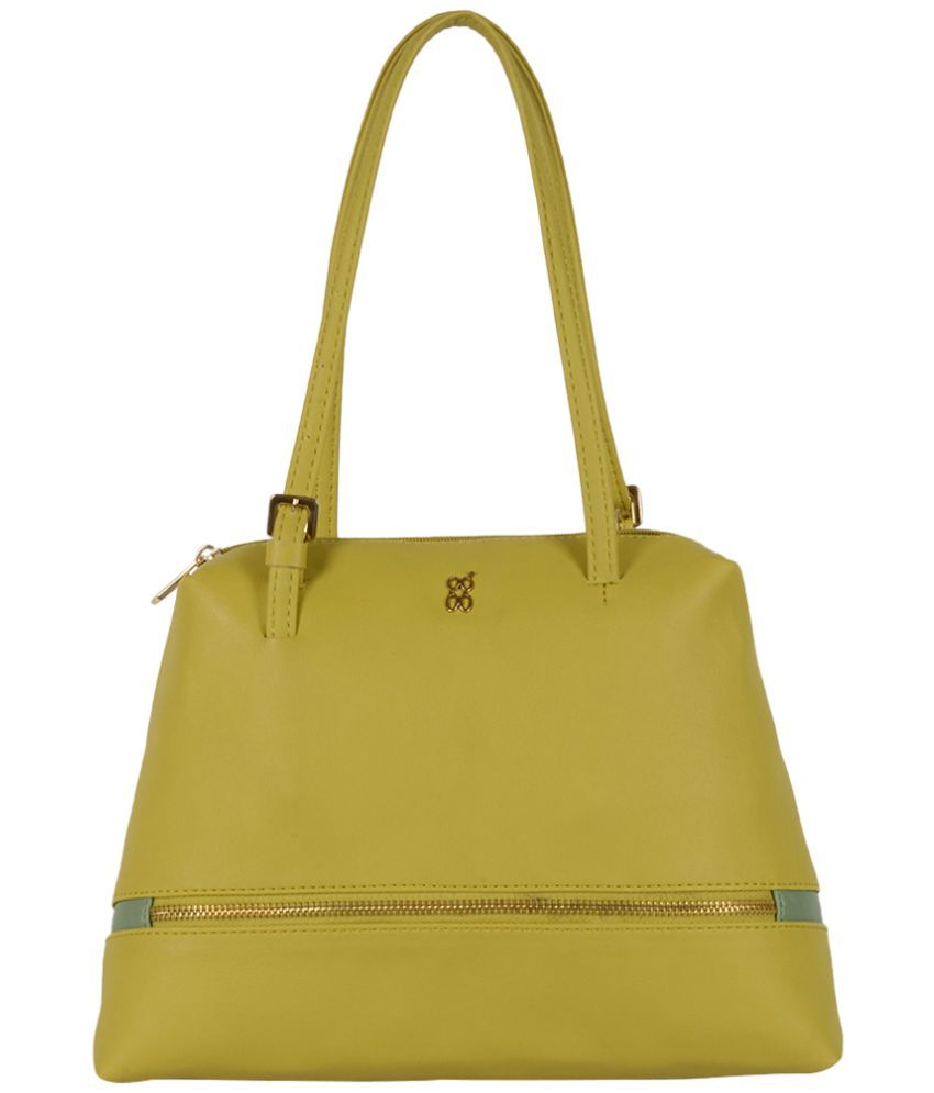     			Baggit Green Faux Leather Tote Bag