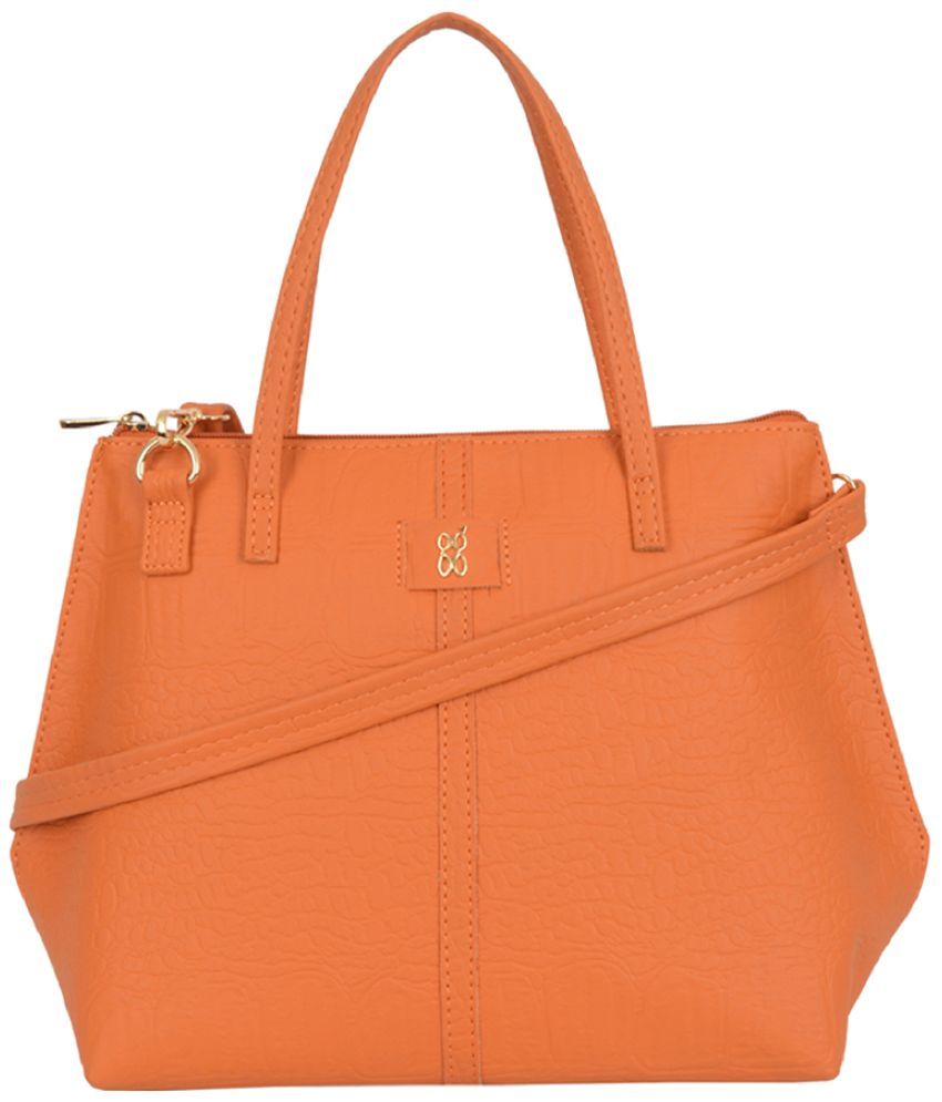     			Baggit Tote Bag Faux Leather Set of 1 ( Orange )