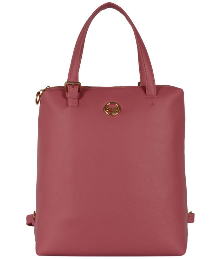     			Baggit Pink Faux Leather Backpack