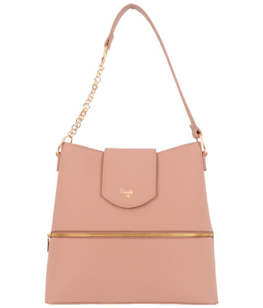     			Baggit Pink Faux Leather Hobo Bag