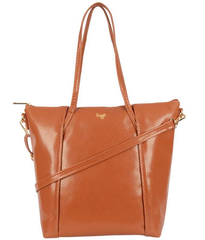     			Baggit Tote Bag Faux Leather Set of 1 ( Tan )