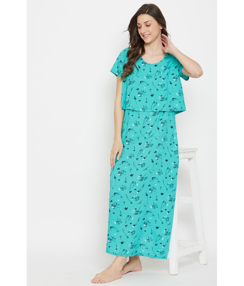     			Clovia Teal Rayon Women's Nightwear Nighty & Night Gowns ( Pack of 1 )