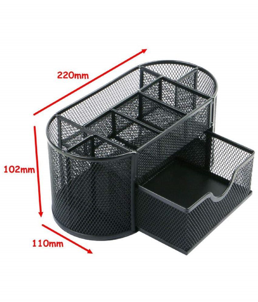     			Jellify 9 Compartment Metal Mesh Desk Organizer For Office Table I Stationary Organiser For Study Table I Office Supplies Holder I Pen Stand