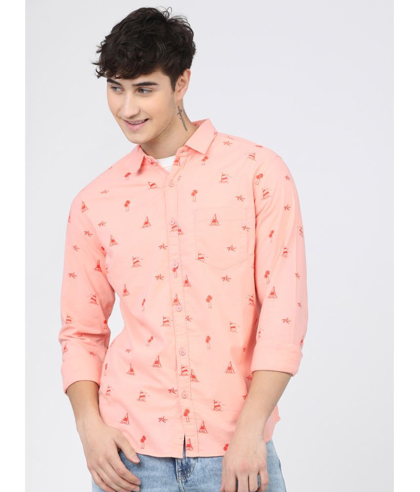     			Ketch 100% Cotton Slim Fit Printed Full Sleeves Men's Casual Shirt - Peach ( Pack of 1 )