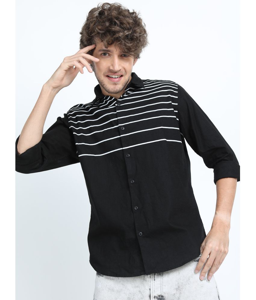     			Ketch 100% Cotton Slim Fit Striped Full Sleeves Men's Casual Shirt - Black ( Pack of 1 )