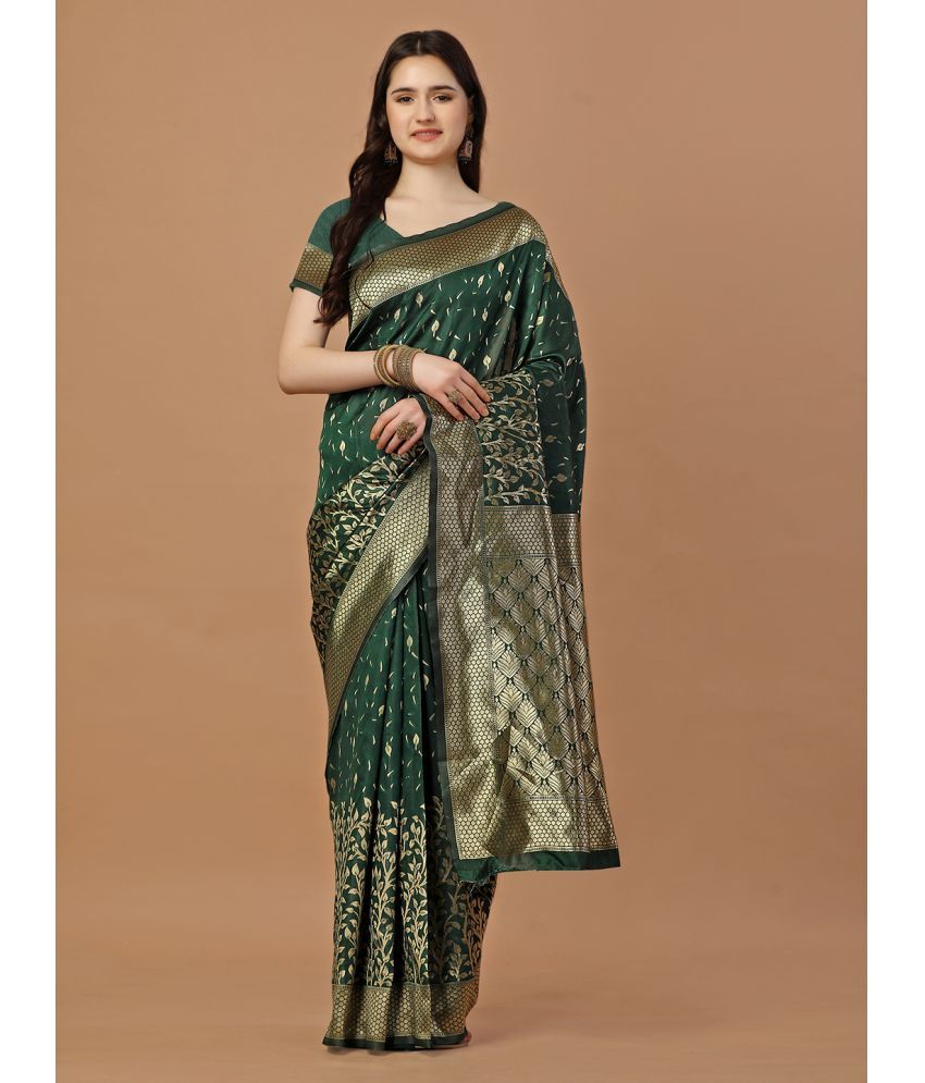     			LEELAVATI Banarasi Silk Embellished Saree With Blouse Piece - Green ( Pack of 1 )