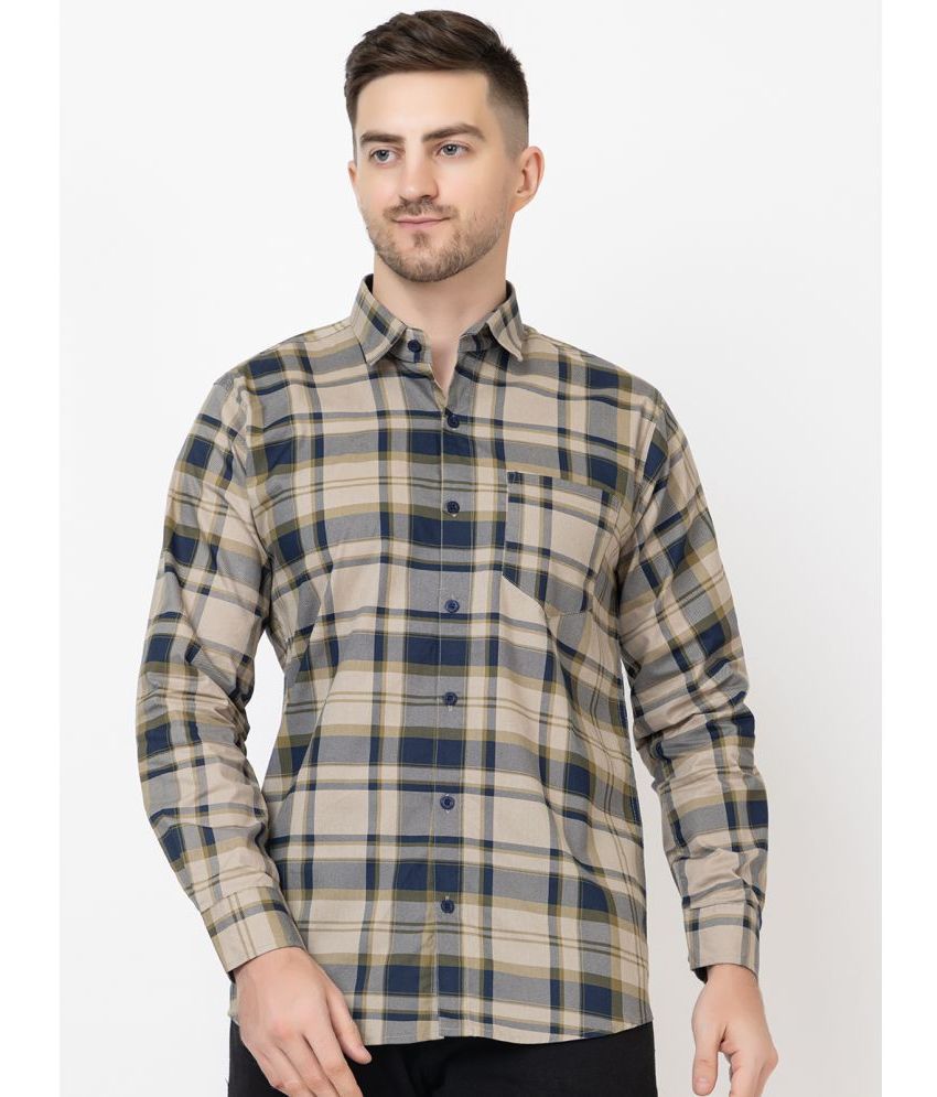     			MODERNITY Cotton Blend Regular Fit Checks Full Sleeves Men's Casual Shirt - Beige ( Pack of 1 )