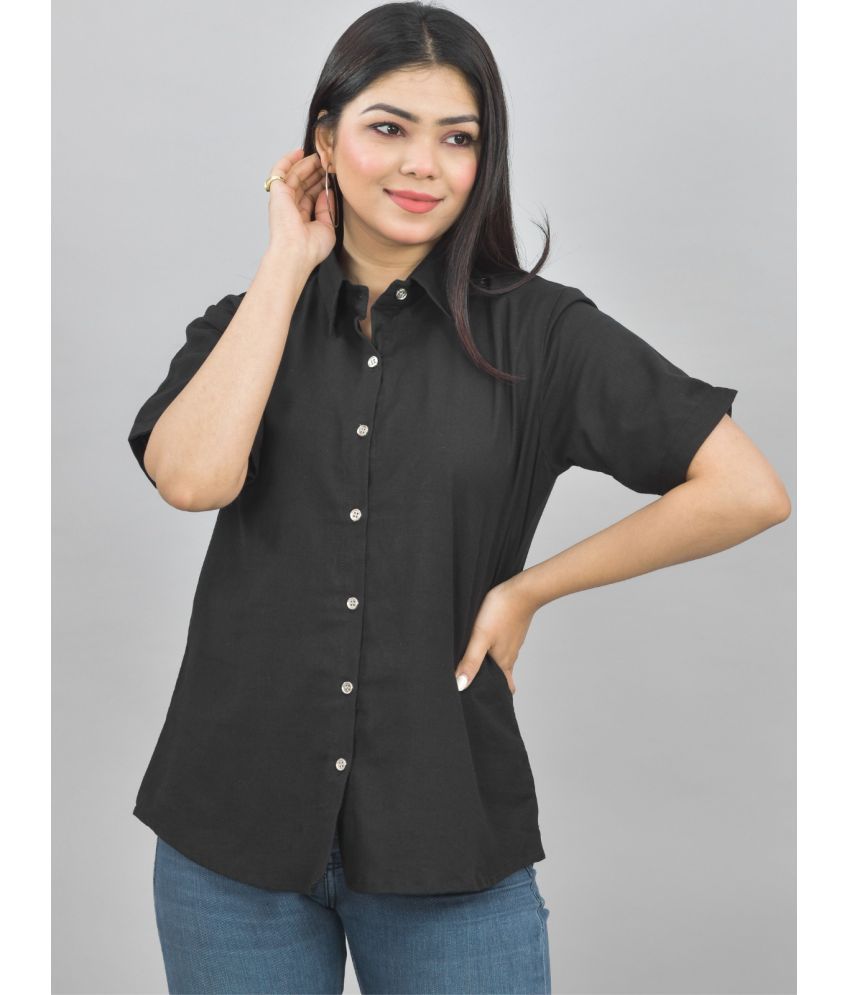     			QuaClo Black Cotton Women's Shirt Style Top ( Pack of 1 )