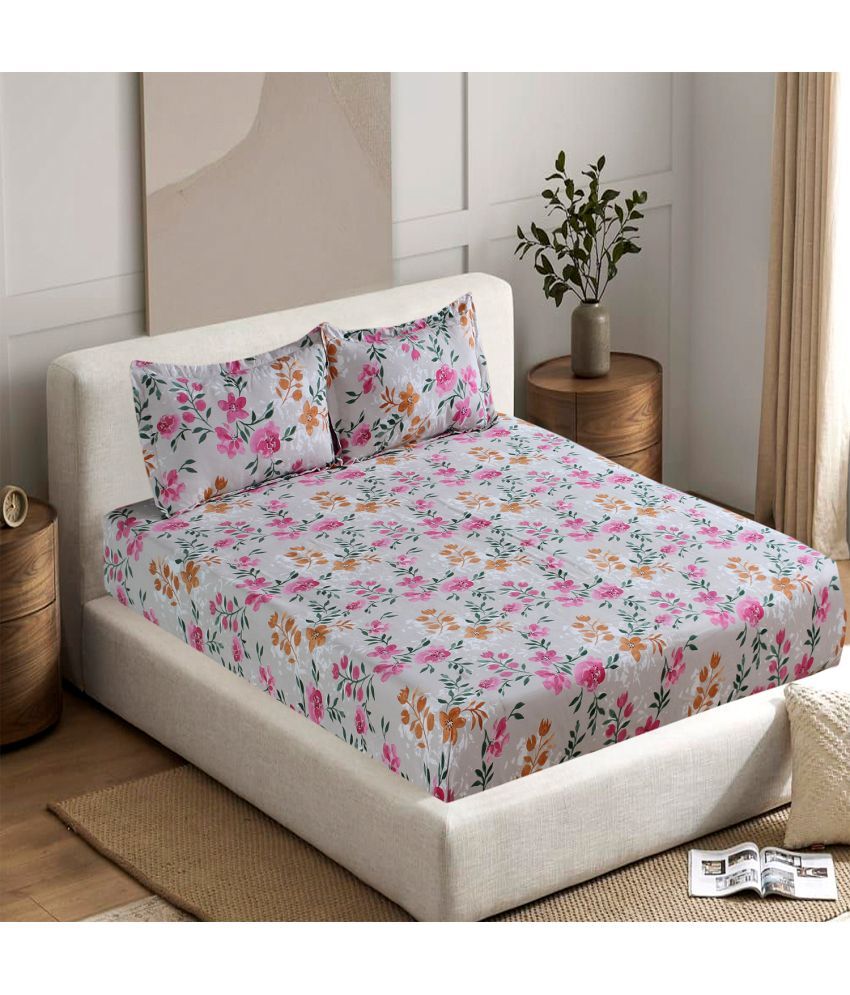     			Welhouse India Cotton Floral 1 Double Bedsheet with 2 Pillow Covers - Multicolor