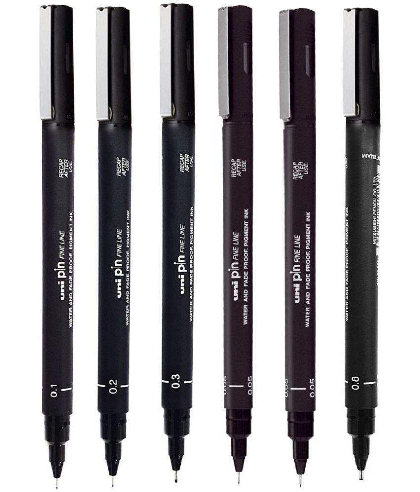     			uni-ball PIN-200C Fine Line Drawing Pen Combo Pack Black, Pack of 6 (0.05,0.1,0.2,0.3,0.5,0.8)