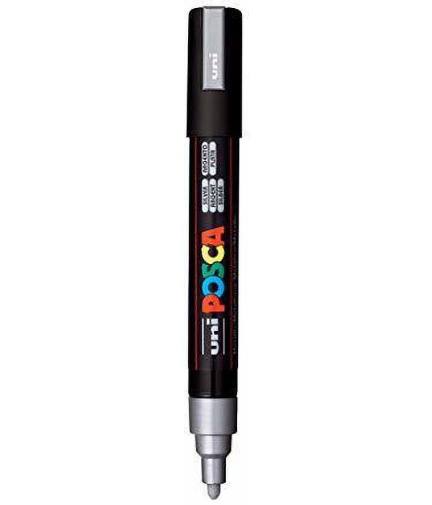     			uni-ball Posca 5M 1.8-2.5 mm Bullet Shaped Markers, Silver Ink, Pack of 3