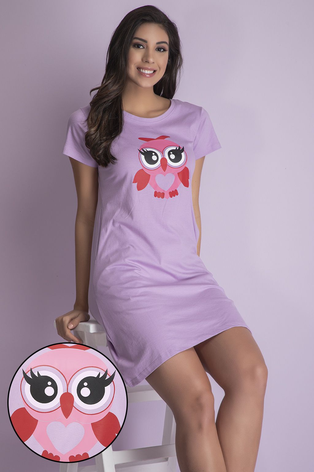     			Clovia Pink Cotton Women's Nightwear Night T-Shirt ( Pack of 1 )