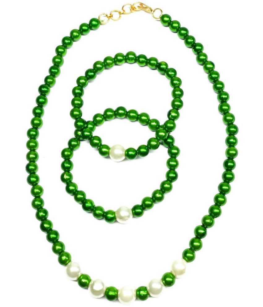     			DAIVYA WELLNESS Green Pearls Necklace Set ( Pack of 1 )