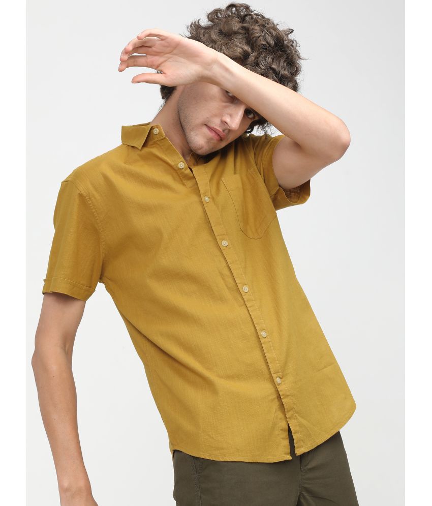     			Ketch 100% Cotton Slim Fit Solids Half Sleeves Men's Casual Shirt - Yellow ( Pack of 1 )