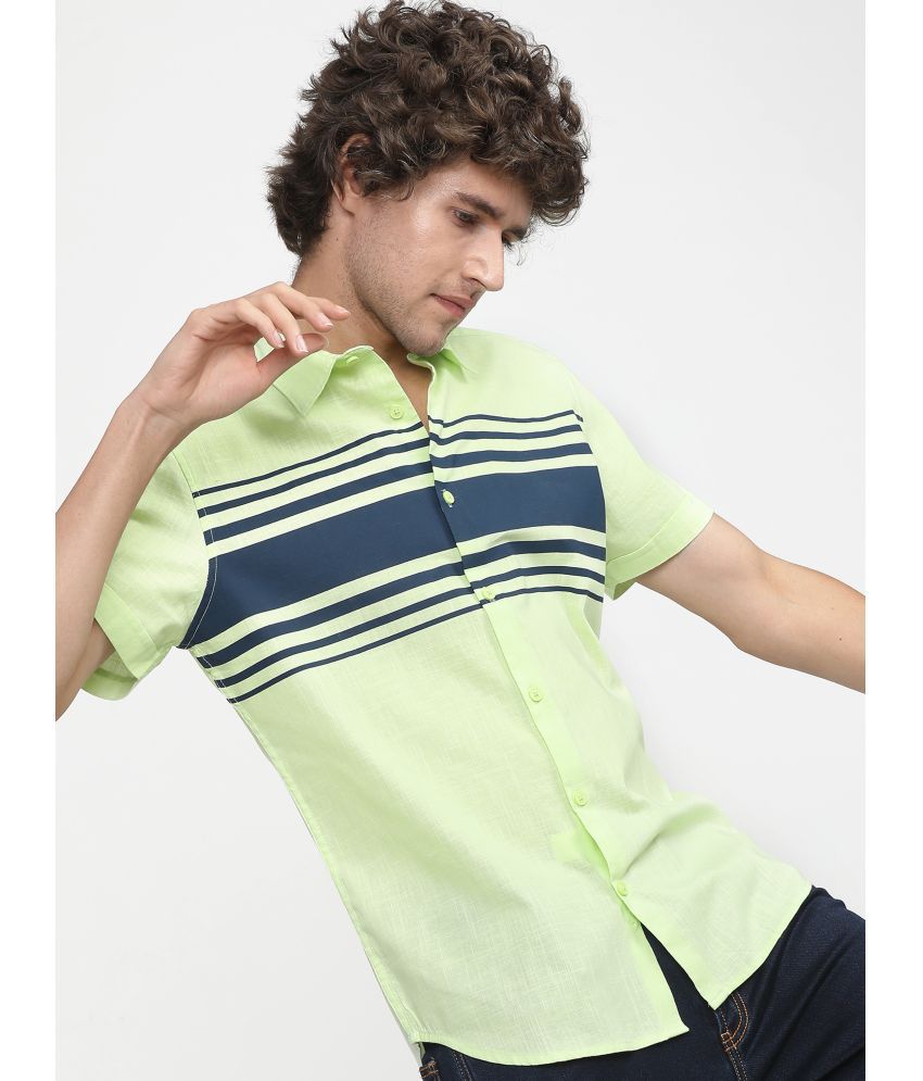     			Ketch 100% Cotton Slim Fit Colorblock Half Sleeves Men's Casual Shirt - Lime Green ( Pack of 1 )