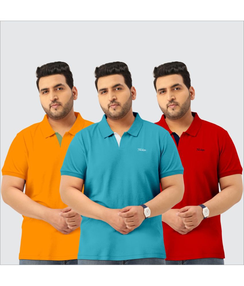     			TAB91 Cotton Blend Regular Fit Embroidered Half Sleeves Men's Polo T Shirt - Blue ( Pack of 3 )