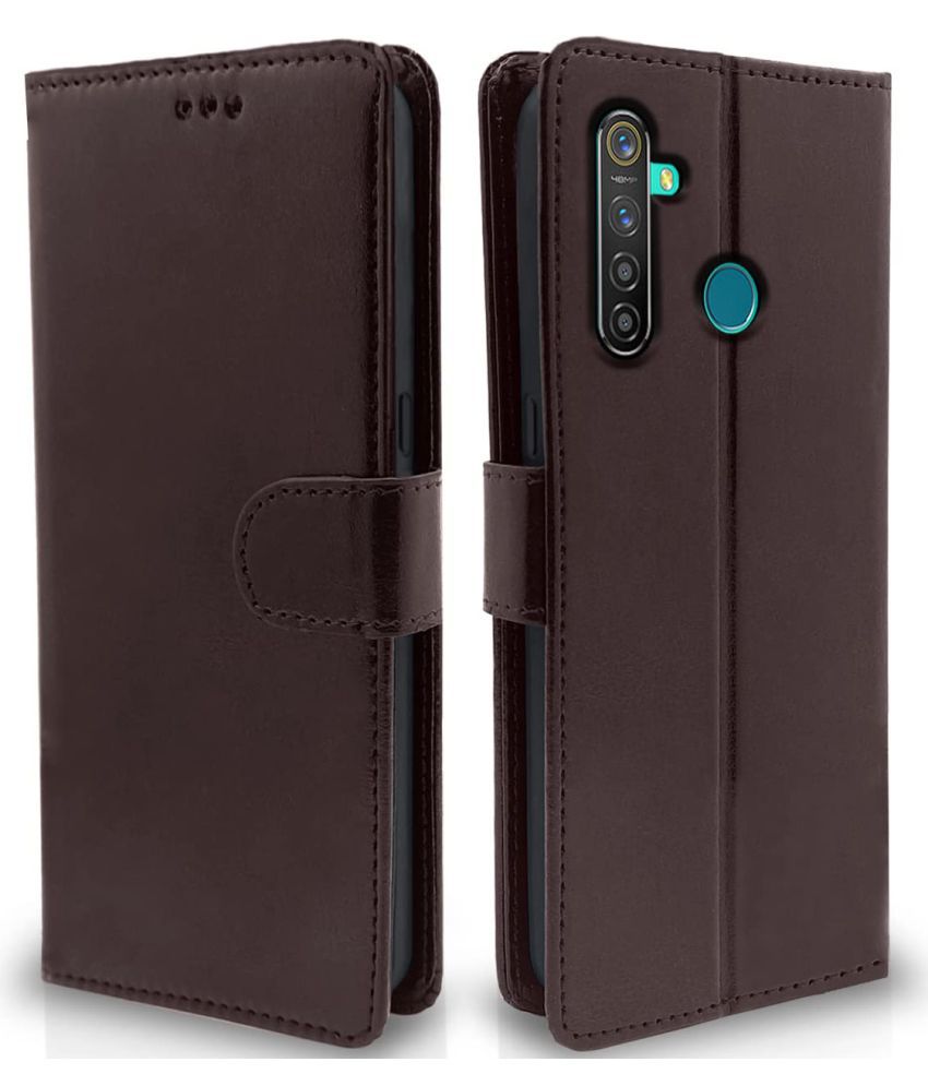     			Balkans Brown Flip Cover Artificial Leather Compatible For Realme 5i ( Pack of 1 )