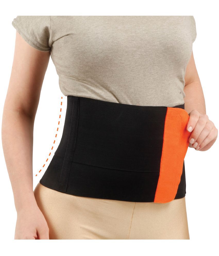     			Flamingo Abdominal Support Belt for Tummy Reduction (14CM) | abdominal support belt for women post pregnancy |abdominal belt after delivery | Color - Black | Size-XXL (Pack of 1)