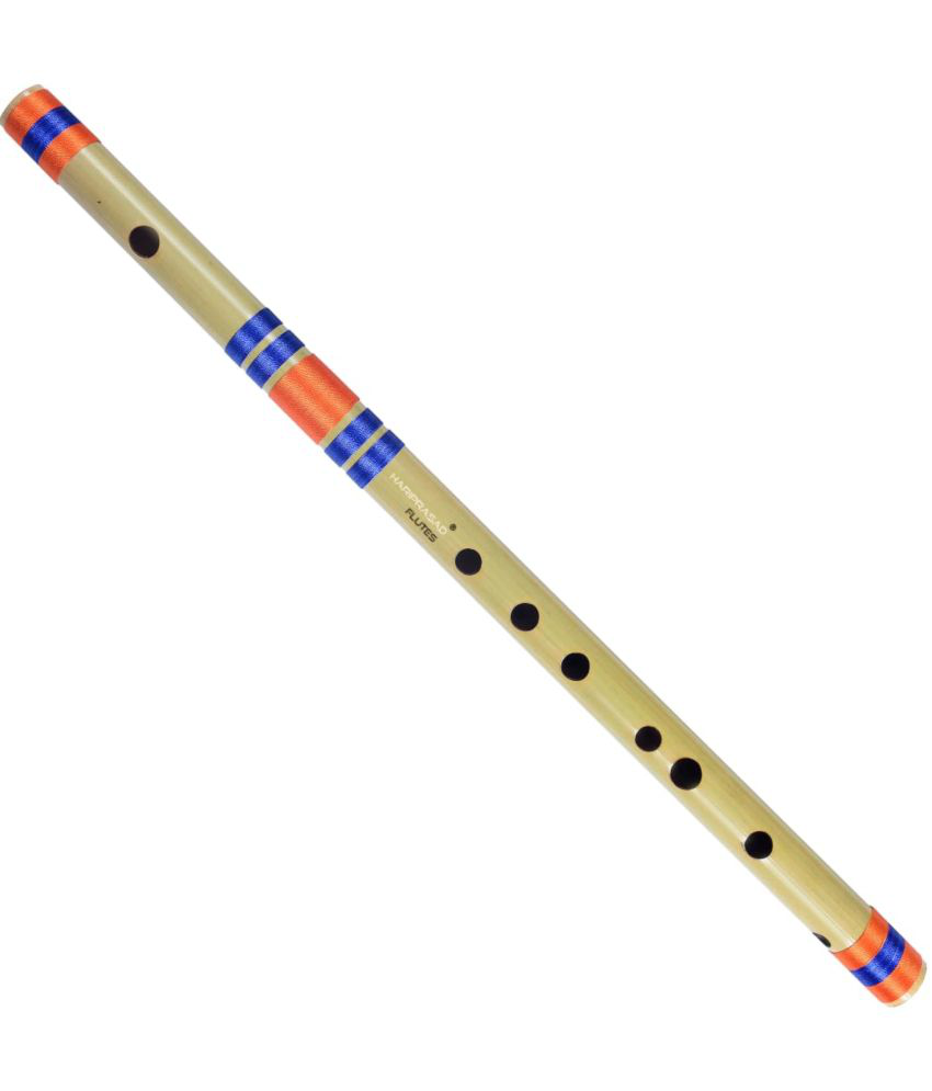     			HARIPRASAD Flutes C Natural Medium Right Hand Bansuri Musical Instrument Size 19 inches for Beginners (Orange, Blue)