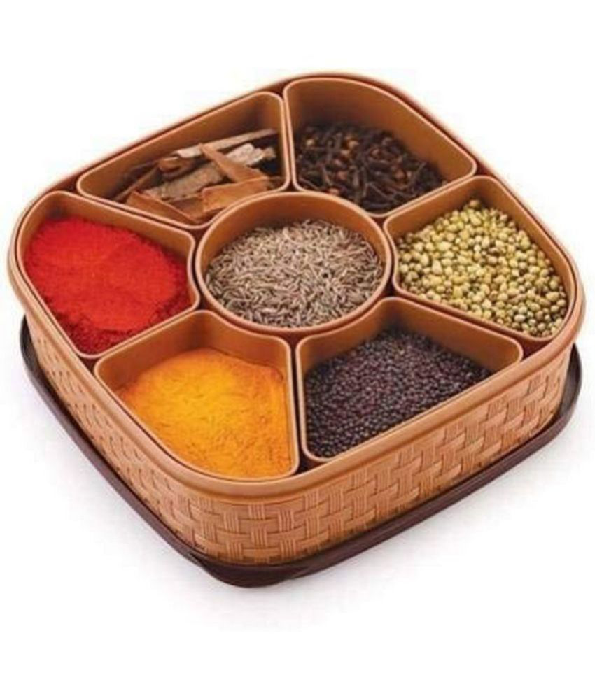     			HOMETALES Spice Container Plastic Brown Spice Container ( Set of 1 )