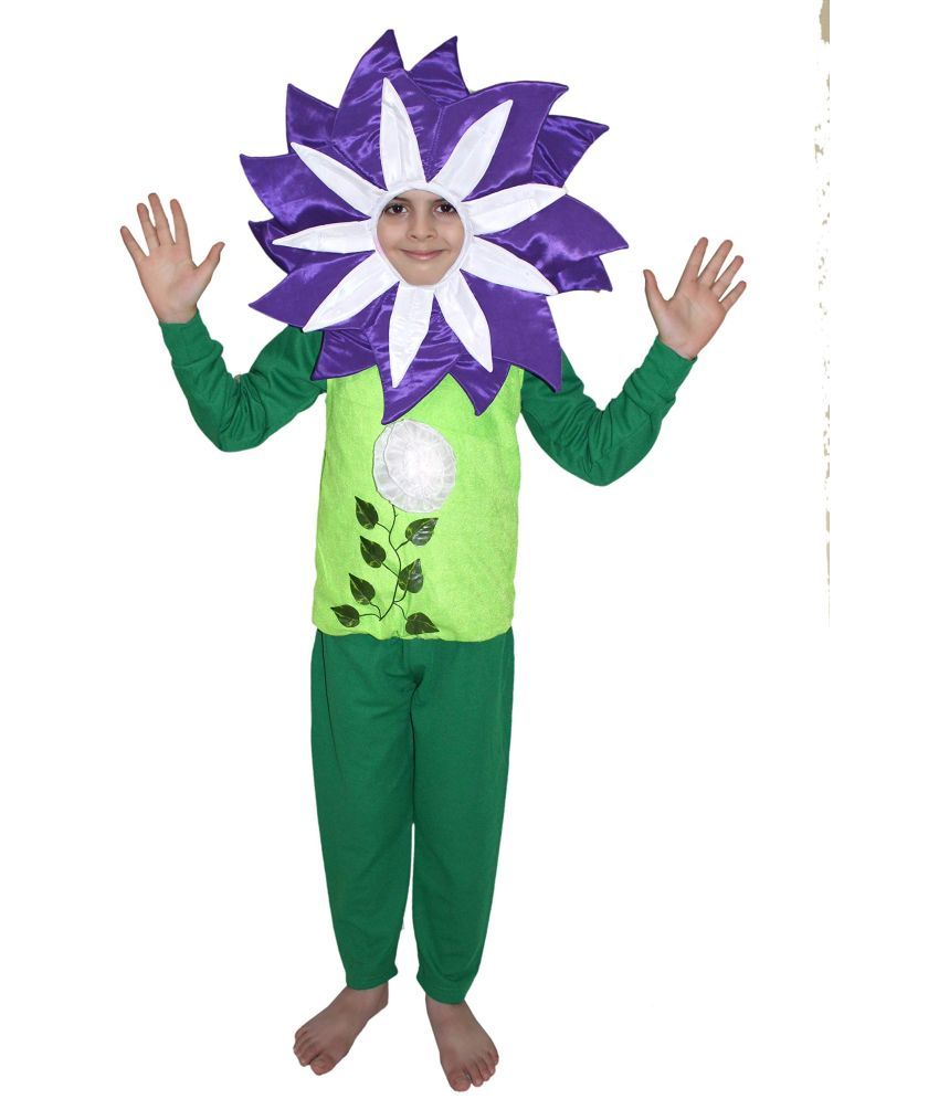     			Kaku Fancy Dresses Flower Costume,Rose Costume,Nature Costume -Purple-Green, 7-8 Years, For Boys & Girls