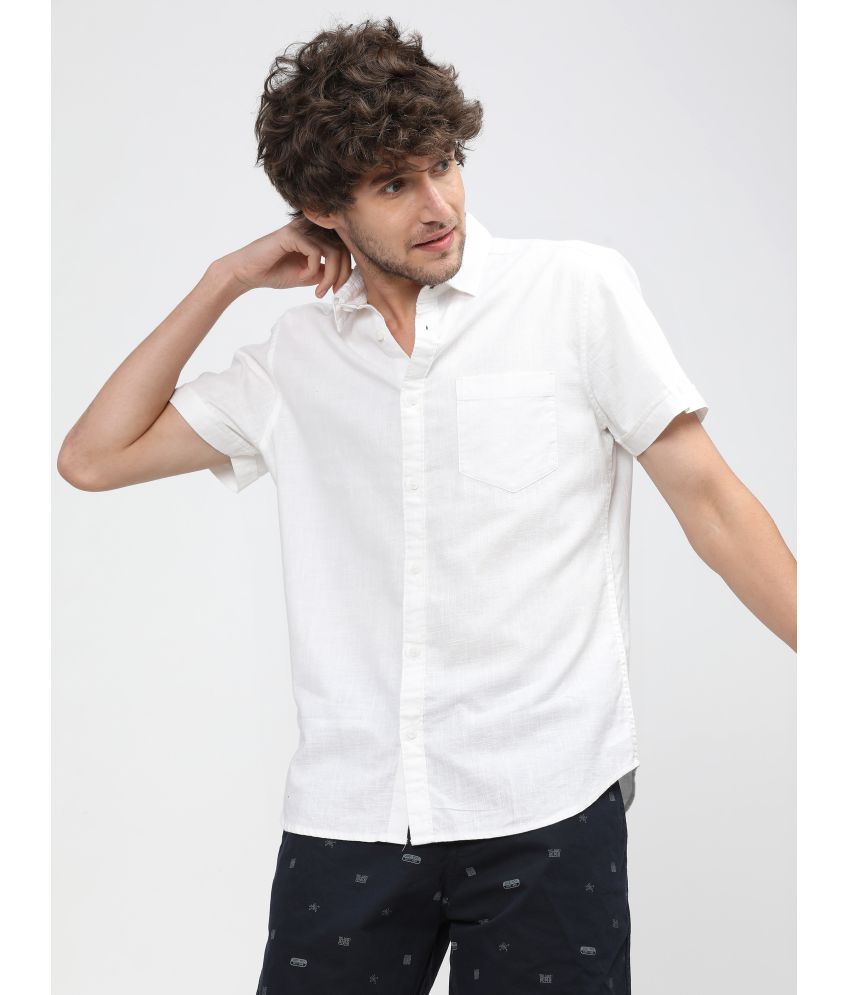     			Ketch 100% Cotton Slim Fit Solids Half Sleeves Men's Casual Shirt - White ( Pack of 1 )