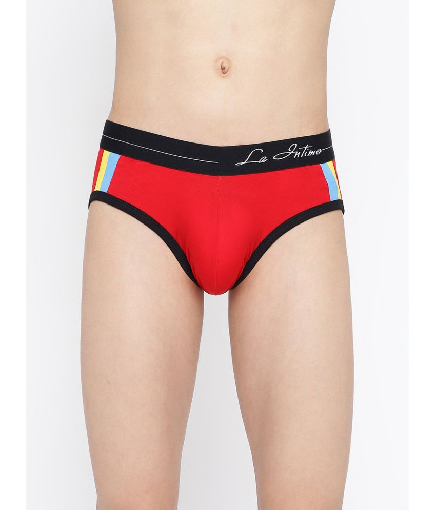     			La Intimo Red Cotton Men's Briefs ( Pack of 1 )
