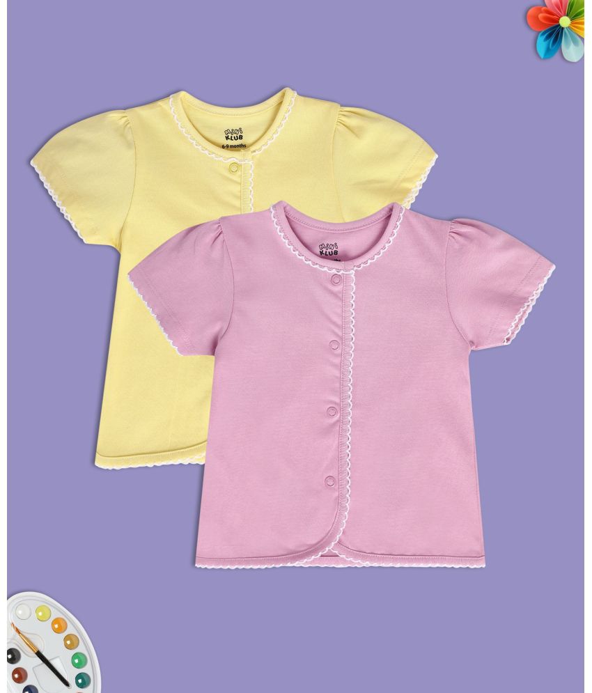     			MINI KLUB Baby Girl Multi Color Front  Open Vest Pack of 2