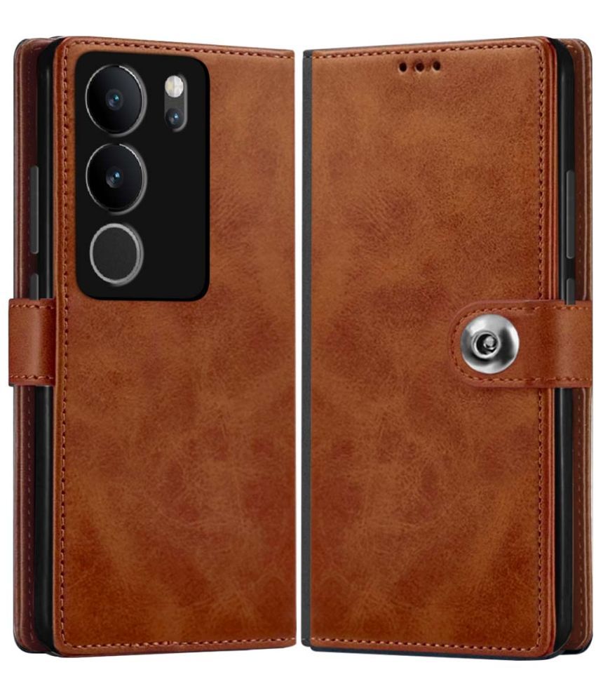     			NBOX Brown Flip Cover Leather Compatible For Vivo V29 5G ( Pack of 1 )