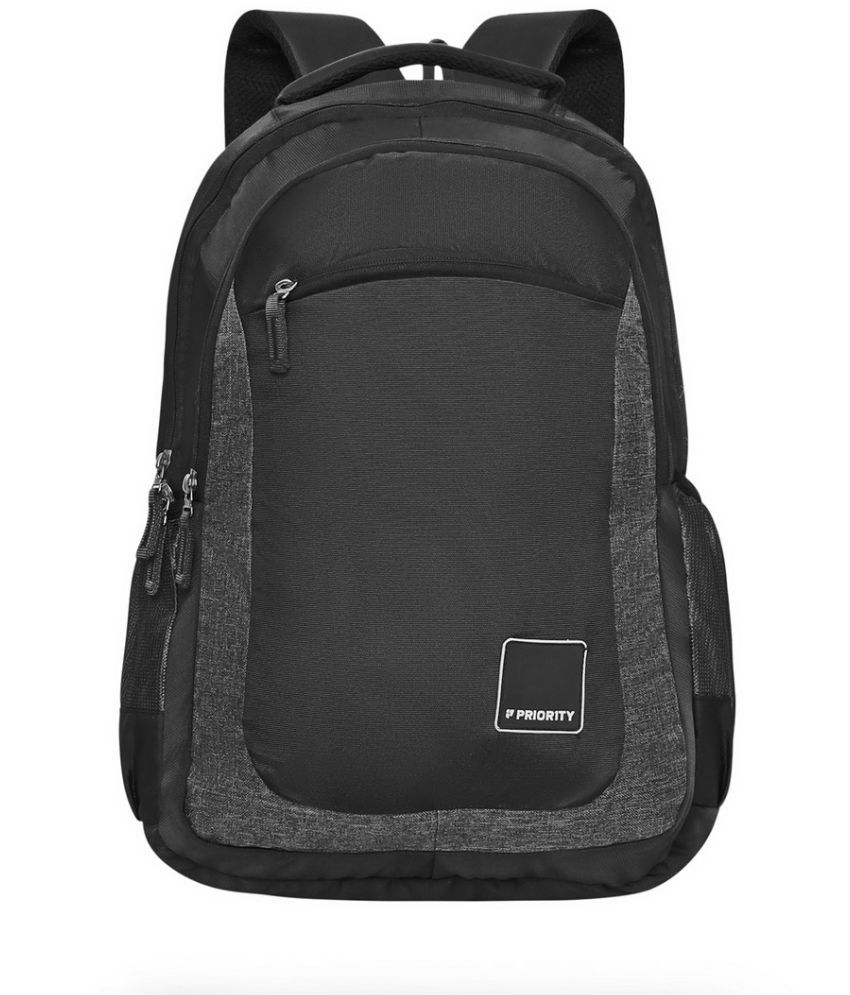     			Priority Black Polyester Backpack ( 29 Ltrs )