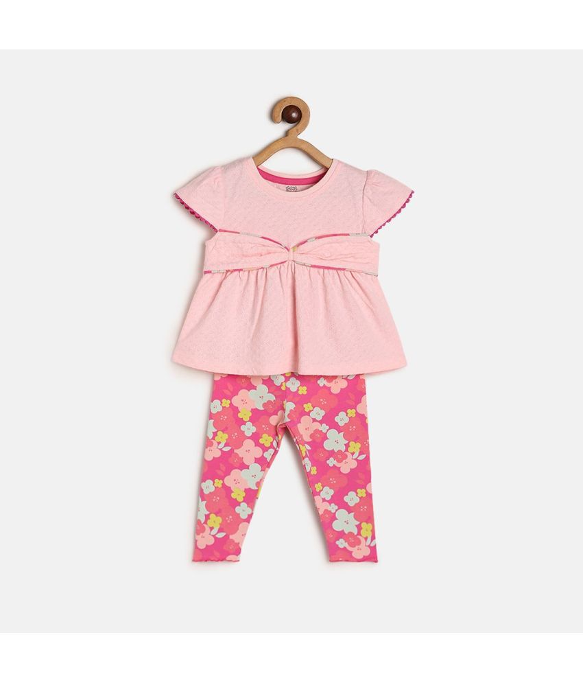     			miniklub Pink Cotton Baby Girl Top & Trouser ( Pack of 2 )