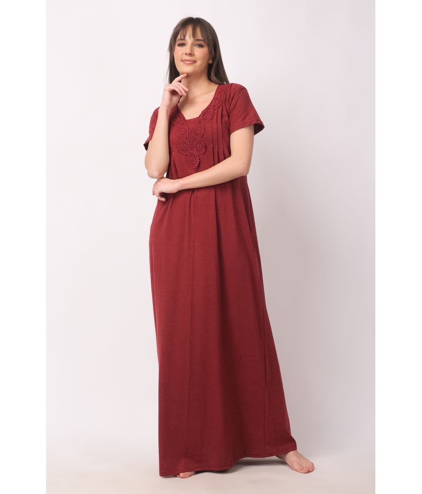     			Affair Maroon Cotton Women's Nightwear Nighty & Night Gowns ( Pack of 1 )