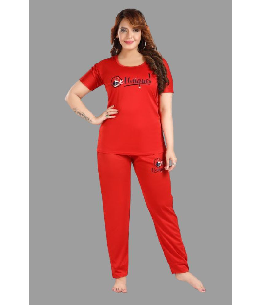     			BAILEY SELLS Red Lycra Women's Nightwear Nightsuit Sets ( Pack of 1 )