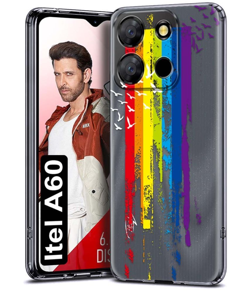     			Fashionury Multicolor Printed Back Cover Silicon Compatible For iTel A60 ( Pack of 1 )