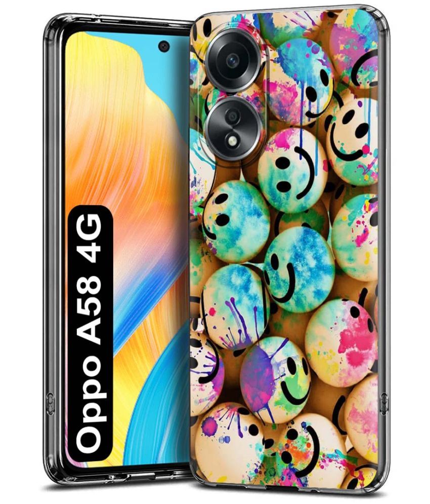     			Fashionury Multicolor Printed Back Cover Silicon Compatible For Oppo A58 4G ( Pack of 1 )