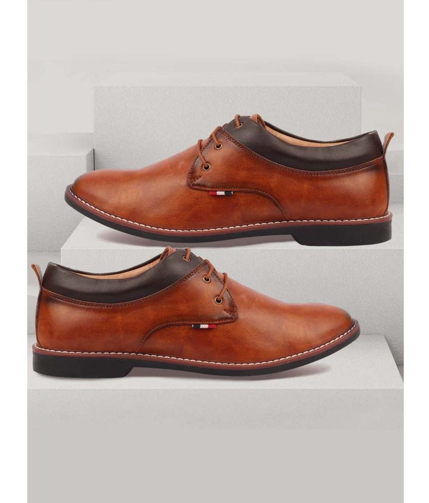     			Fausto Camel Men's Oxford Formal Shoes