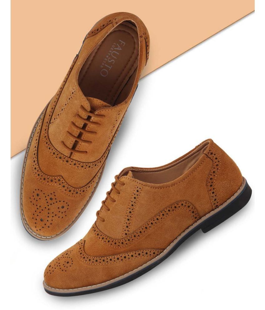     			Fausto Tan Men's Brogue Formal Shoes