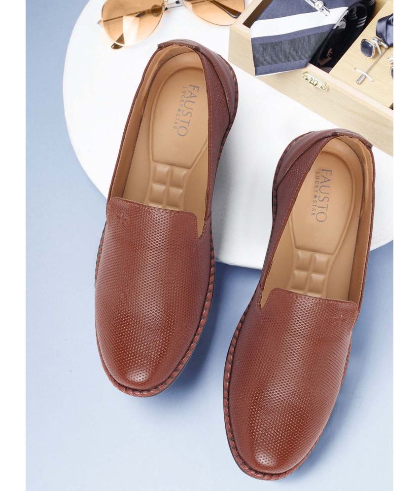    			Fausto Tan Men's Slip On Formal Shoes