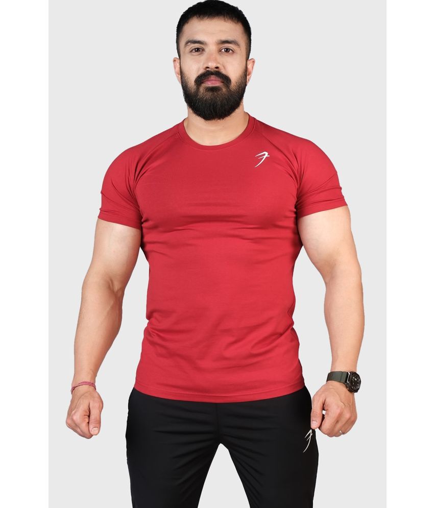     			Fuaark Maroon Cotton Slim Fit Men's Sports T-Shirt ( Pack of 1 )