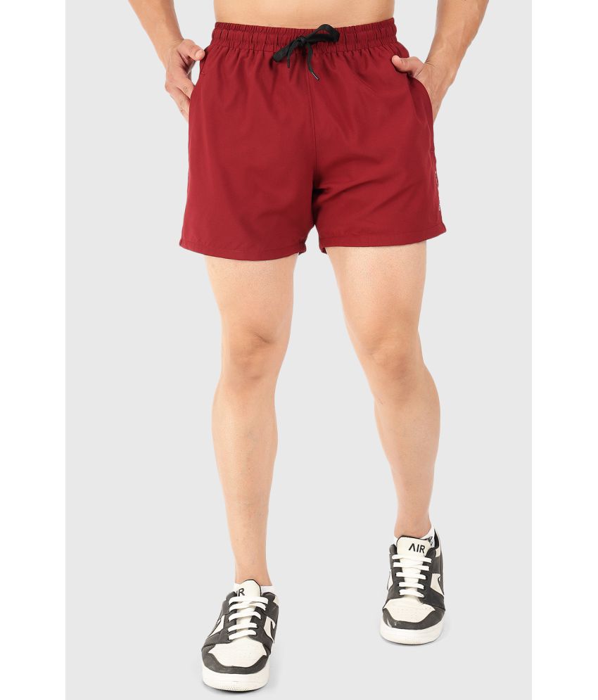    			Fuaark Maroon Polyester Men's Gym Shorts ( Pack of 1 )