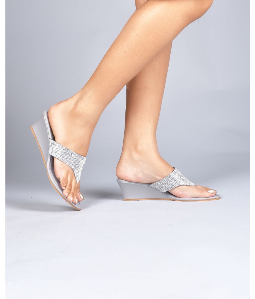     			JM Looks Gray Women's Slip On Heels