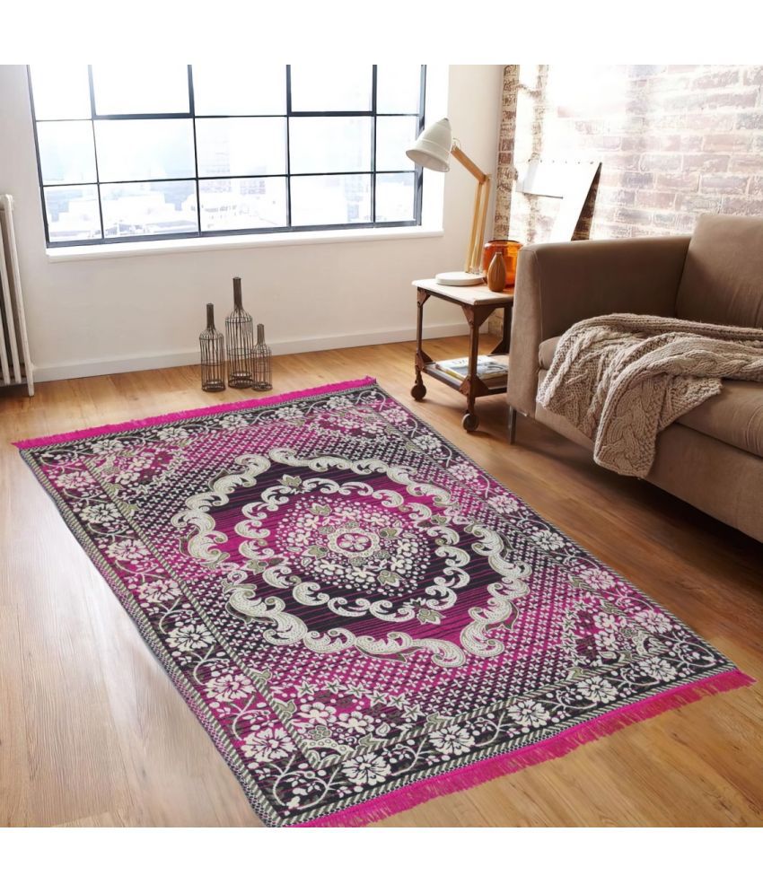     			Valtellina Pink Velvet Carpet Floral 4x7 Ft