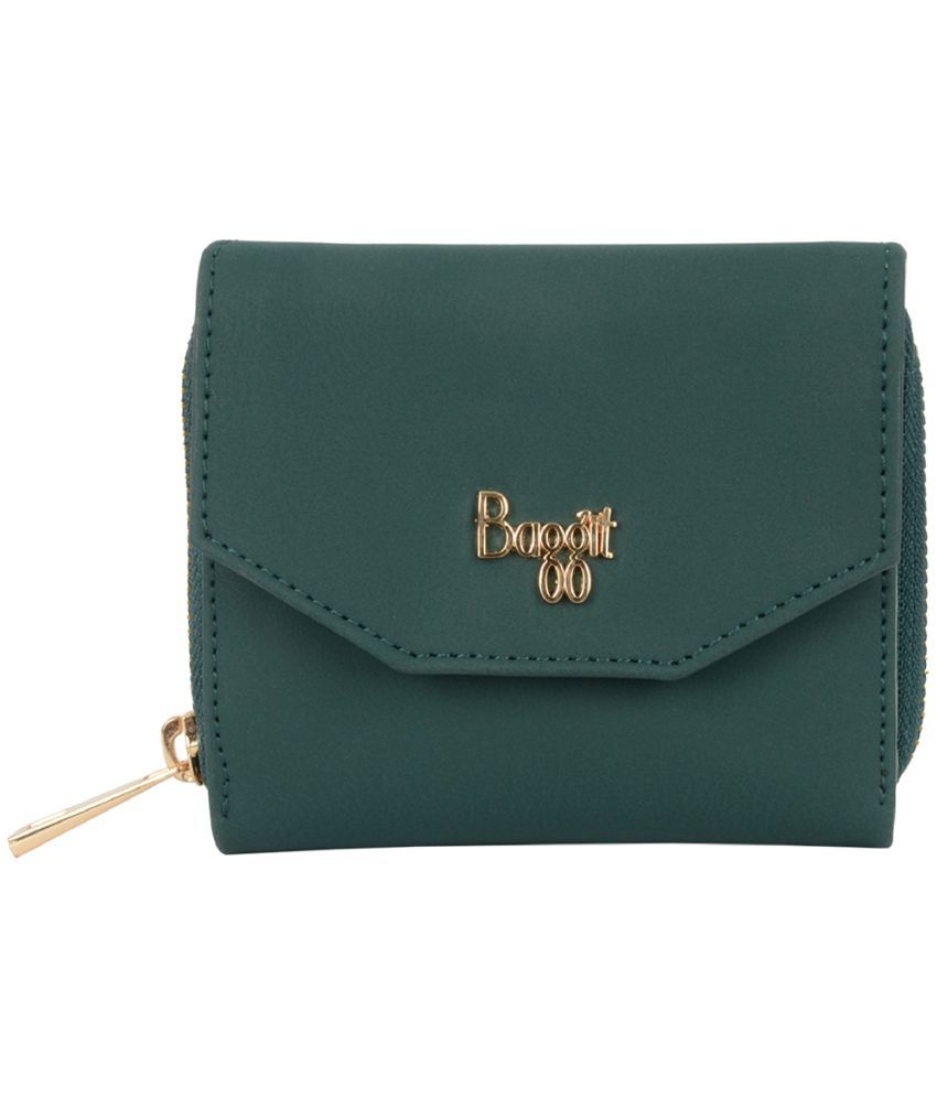     			Baggit Faux Leather Green Women's Three fold Wallet ( Pack of 1 )