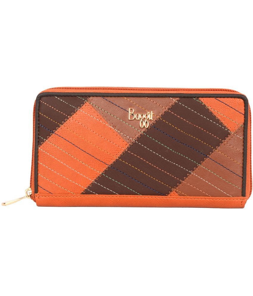     			Baggit Faux Leather Orange Women's Zip Around Wallet ( Pack of 1 )