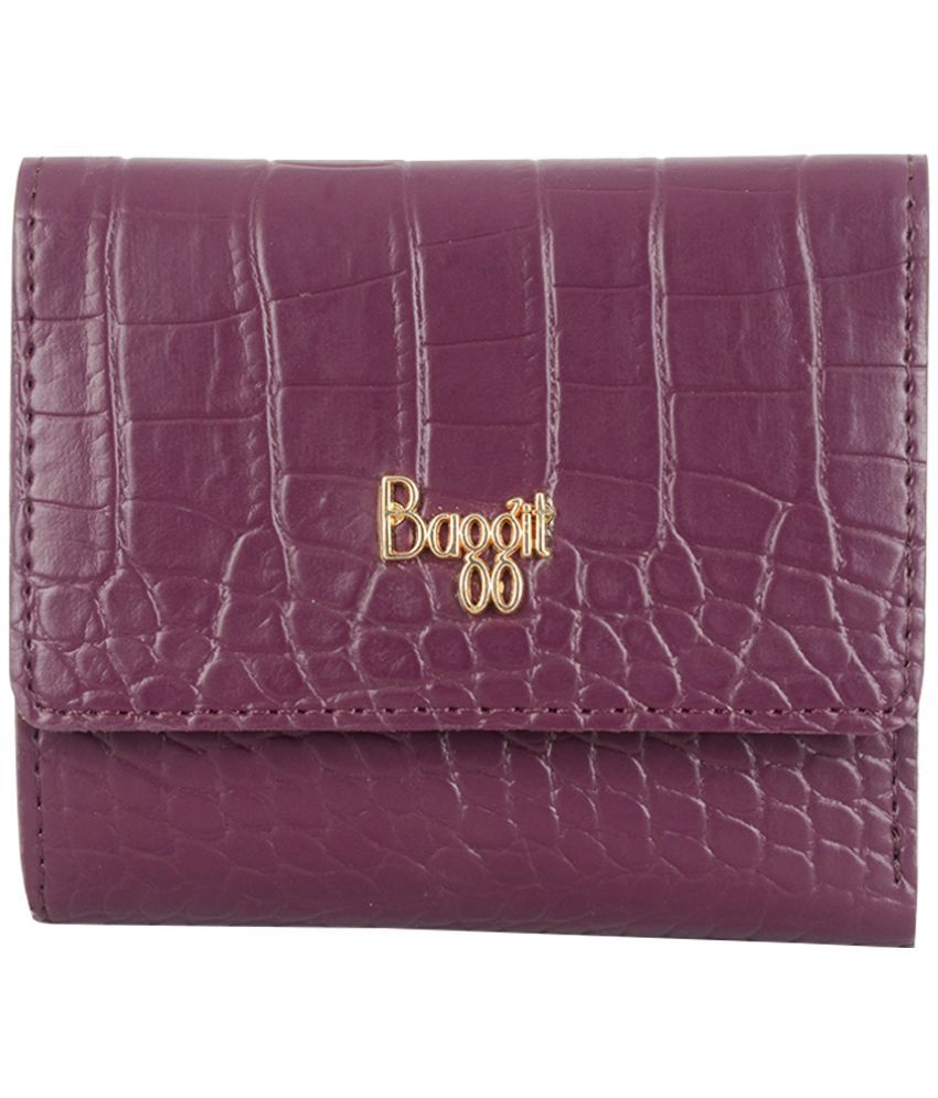     			Baggit Faux Leather Wine Women's Three fold Wallet ( Pack of 1 )