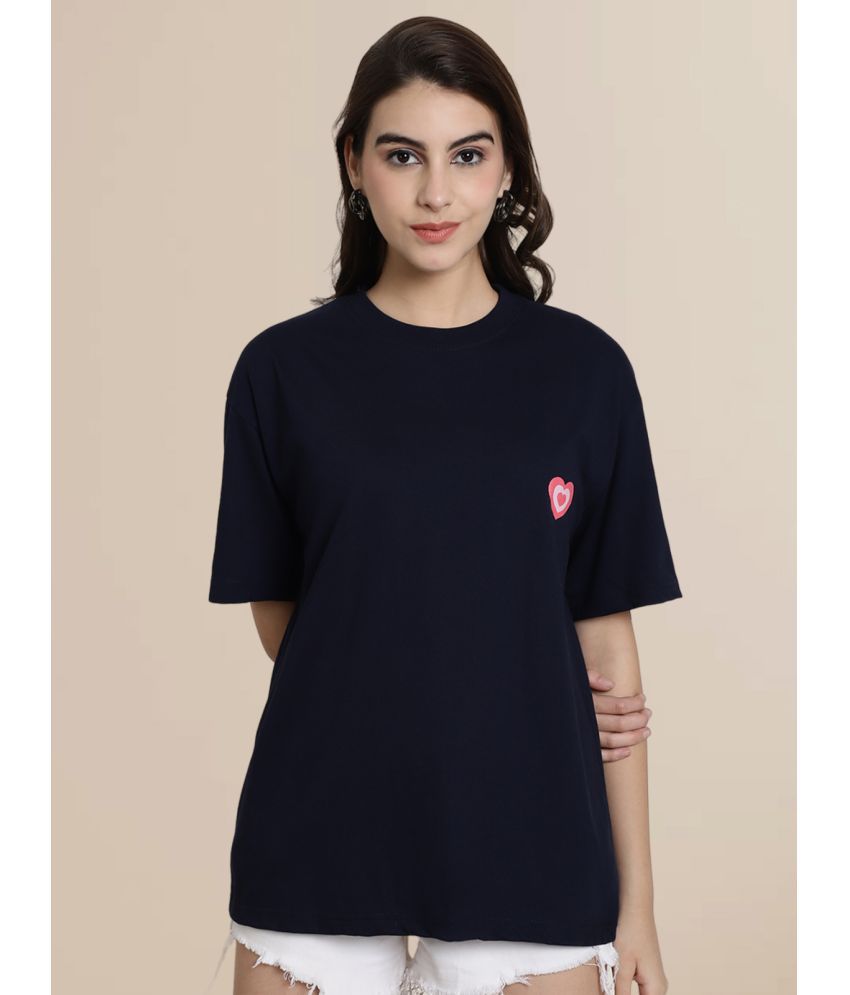     			Fabflee Navy Cotton Loose Fit Women's T-Shirt ( Pack of 1 )