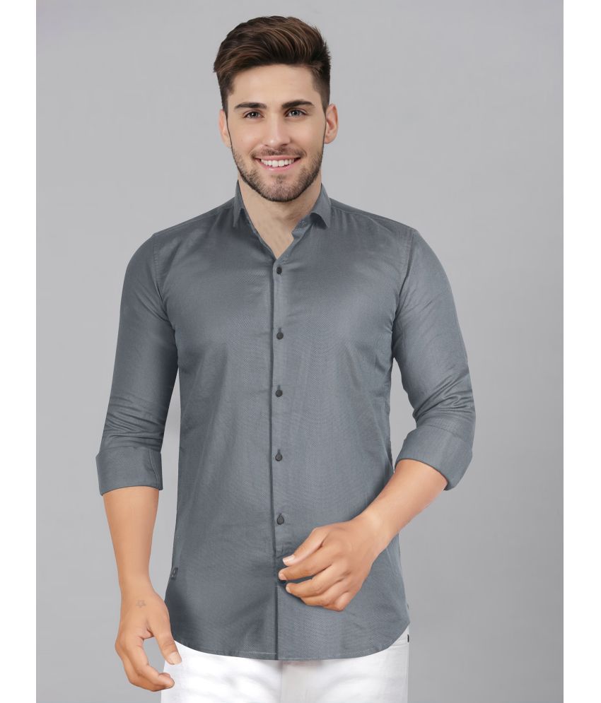     			JB JUST BLACK Cotton Blend Slim Fit Solids Full Sleeves Men's Casual Shirt - Grey ( Pack of 1 )