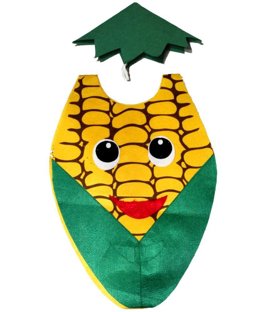     			Kaku Fancy Dresses Corn Vegetables Costume Cutout with Cap -Yellow, Freesize, for Boys & Girls