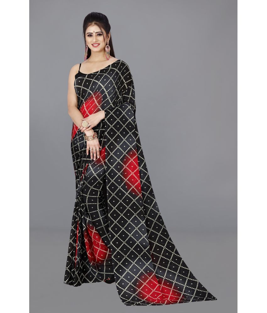     			Kashvi Sarees Georgette Printed Saree Without Blouse Piece - Black ( Pack of 1 )