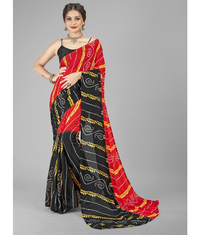     			Kashvi Sarees Georgette Printed Saree Without Blouse Piece - Red ( Pack of 1 )
